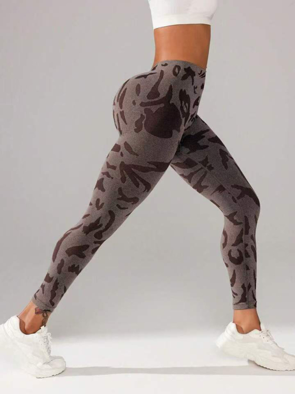 V waist camouflage peach hip sports trousers seamless yoga pants waisted fitness pants - Image 9