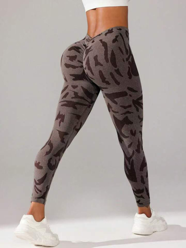 V waist camouflage peach hip sports trousers seamless yoga pants waisted fitness pants - Image 10
