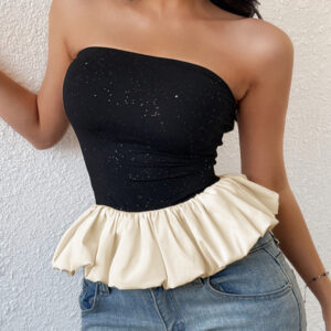 Contrast color bud tube top