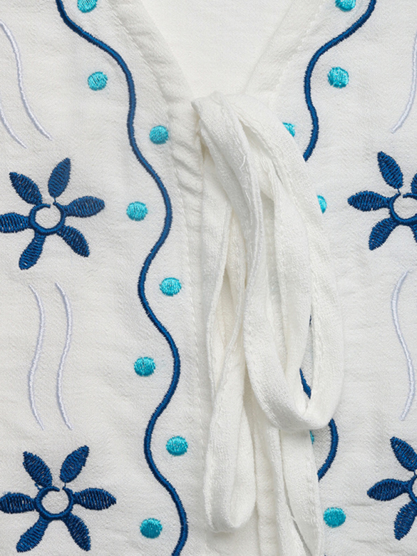 Casual Embroidered Cardigan Set Sleeveless Vest Shorts Two-piece Set - Image 2