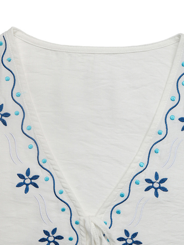 Casual Embroidered Cardigan Set Sleeveless Vest Shorts Two-piece Set - Image 3