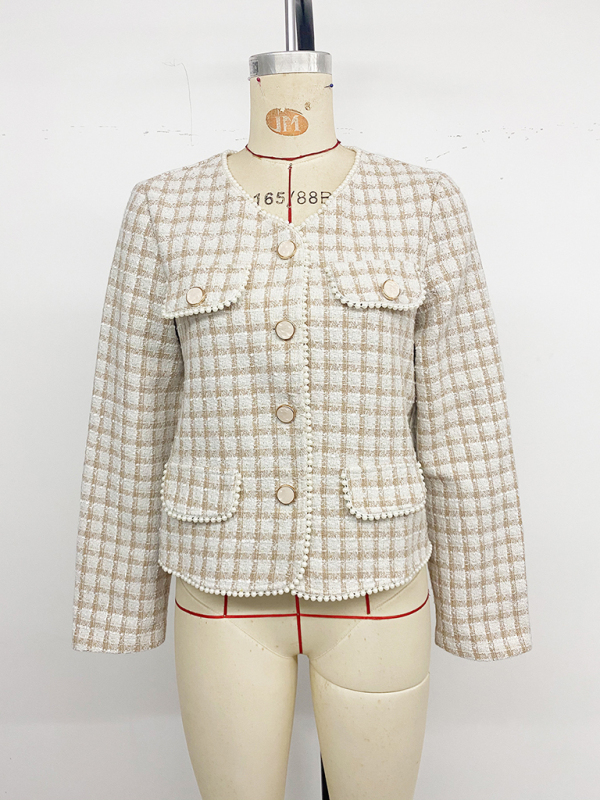 Elegant beaded slim-fit Chanel-style cardigan jacket - Image 2