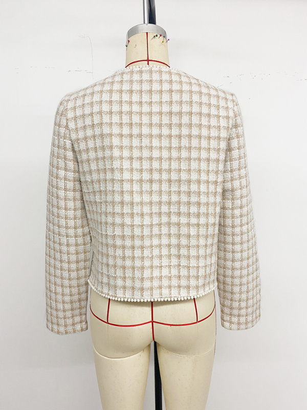 Elegant beaded slim-fit Chanel-style cardigan jacket - Image 3