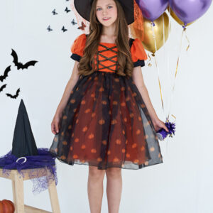 Girls' Halloween Pumpkin Witch Dress