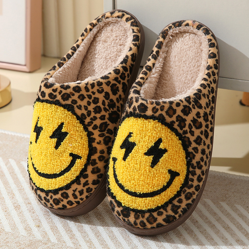 Lightning smiley face cotton slippers indoor home autumn and winter warm slippers - Image 2