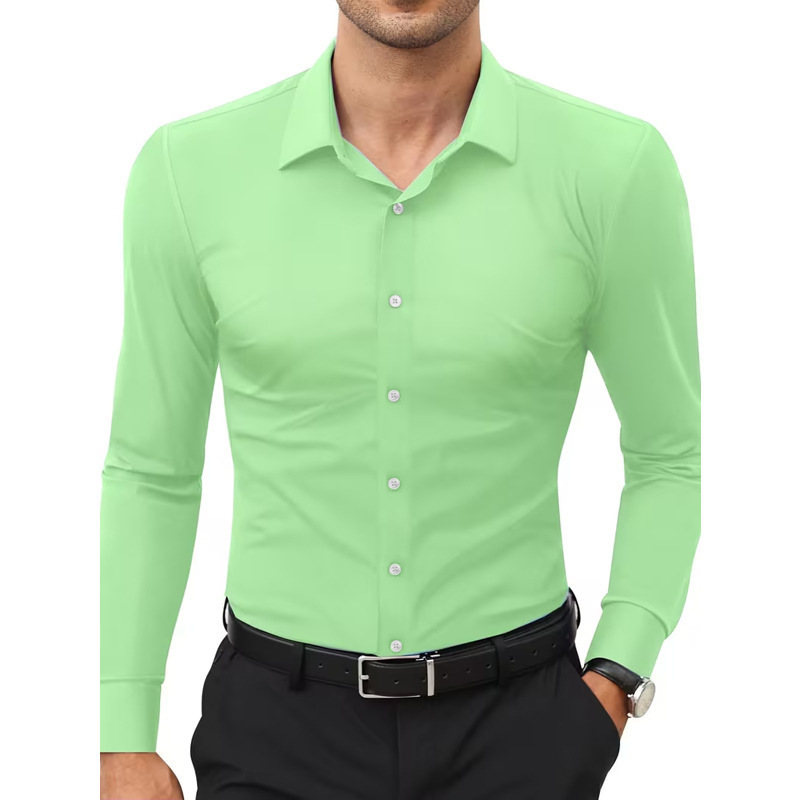 Stretch White Button-Down Mens Plus-Size Shirt Business Best-Selling Amazon Shirt - Image 7