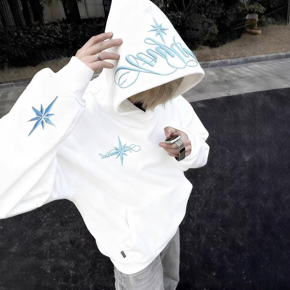 High-Street Embroidered Loose-Fit Hoodie Coat - Image 8