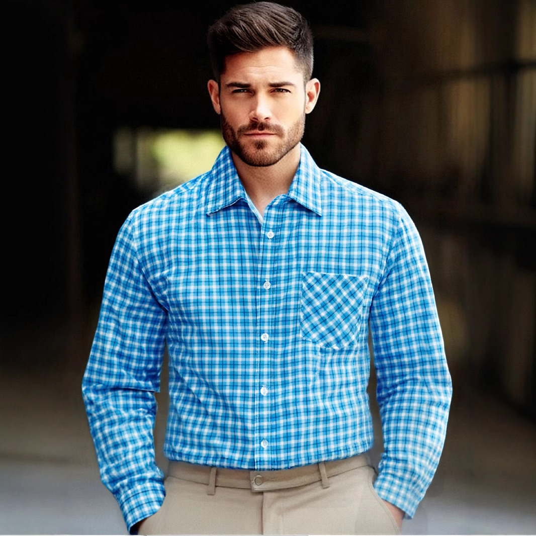 Base-layer Multi-color Plus-size Shirt Turn-down Collar Plaid Shirt - Image 2