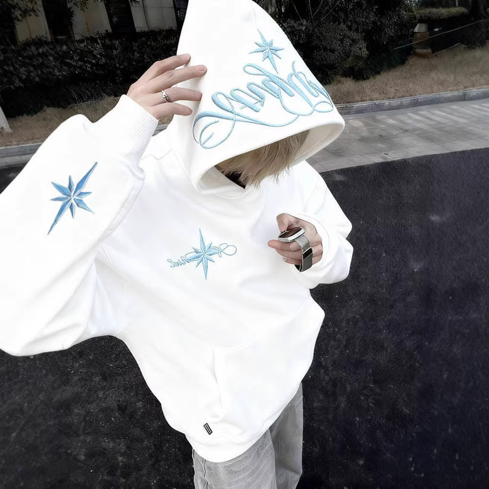 High-Street Embroidered Loose-Fit Hoodie Coat - Image 7