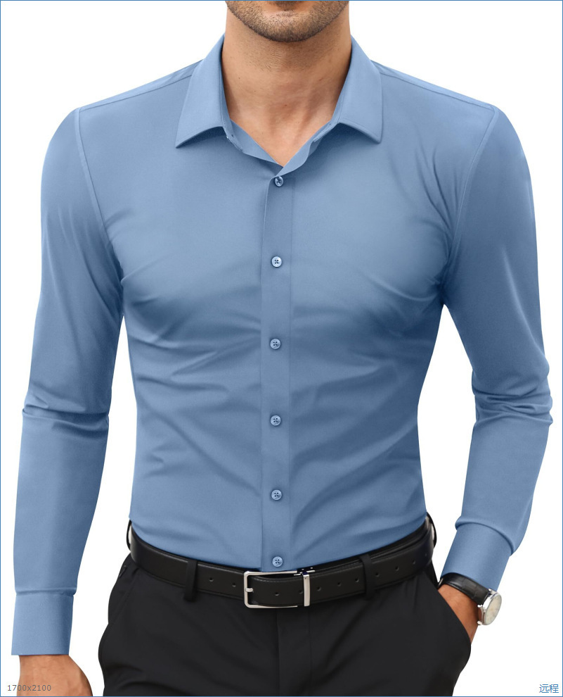 Stretch White Button-Down Mens Plus-Size Shirt Business Best-Selling Amazon Shirt - Image 8