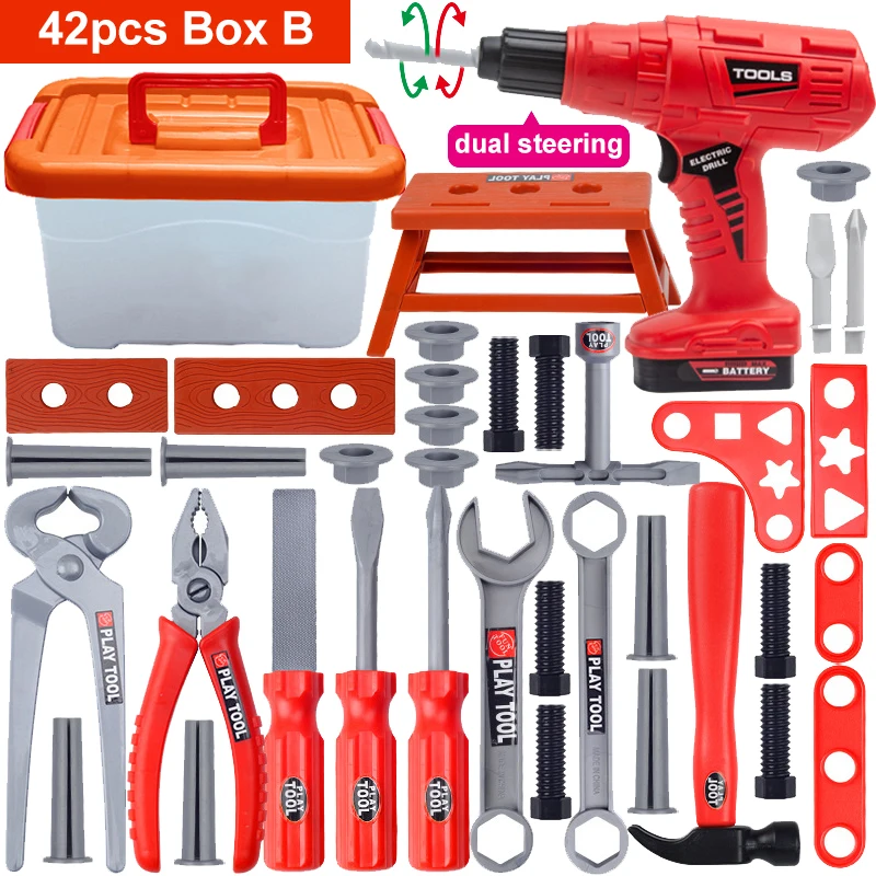 Children's Tool Set with Electric Toy Drill Kids Power Construction Toy Pretend Play Toy Tools Kit for Toddler Boys Girls Child - Image 10
