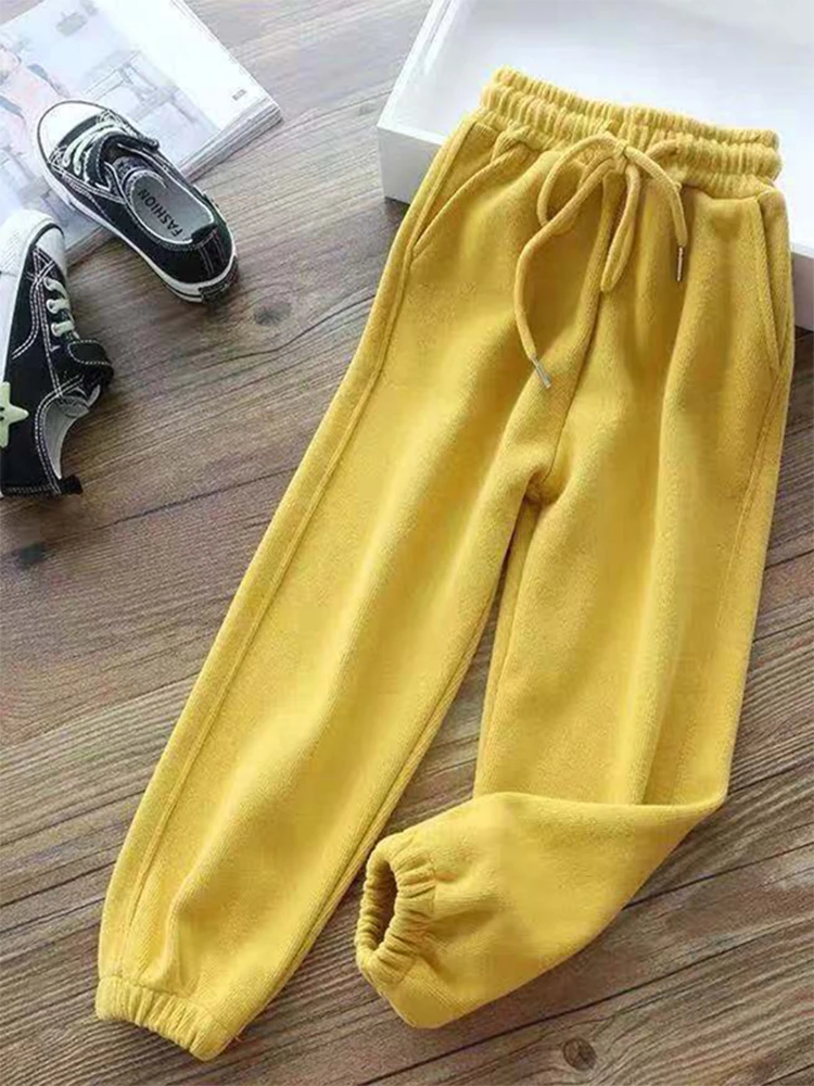 Winter Women Harem Pants Drawstring Fleece Long Thicken Y2K Sweatpants Joggers Trousers Sports Casual Soild Color Warm Pants - Image 6
