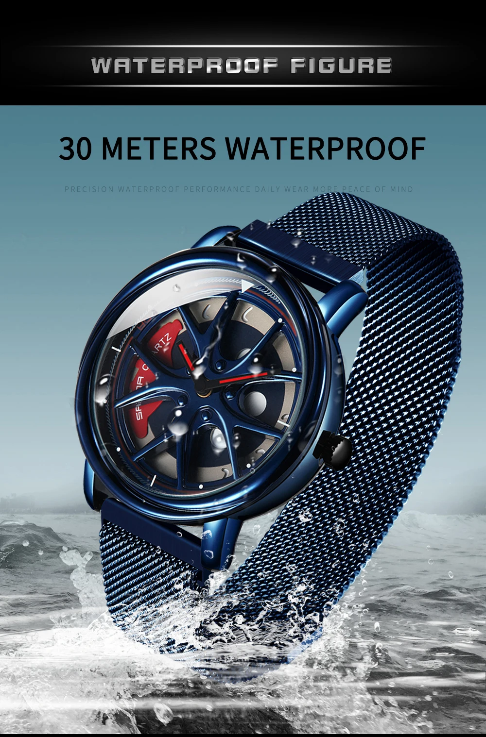 Men Watch Car Wheel Rim Hub Dial Male Wristwatch Skeleton Man Black Waterproof Watches Stainless Steel Quartz Relogio Masculino - Image 29