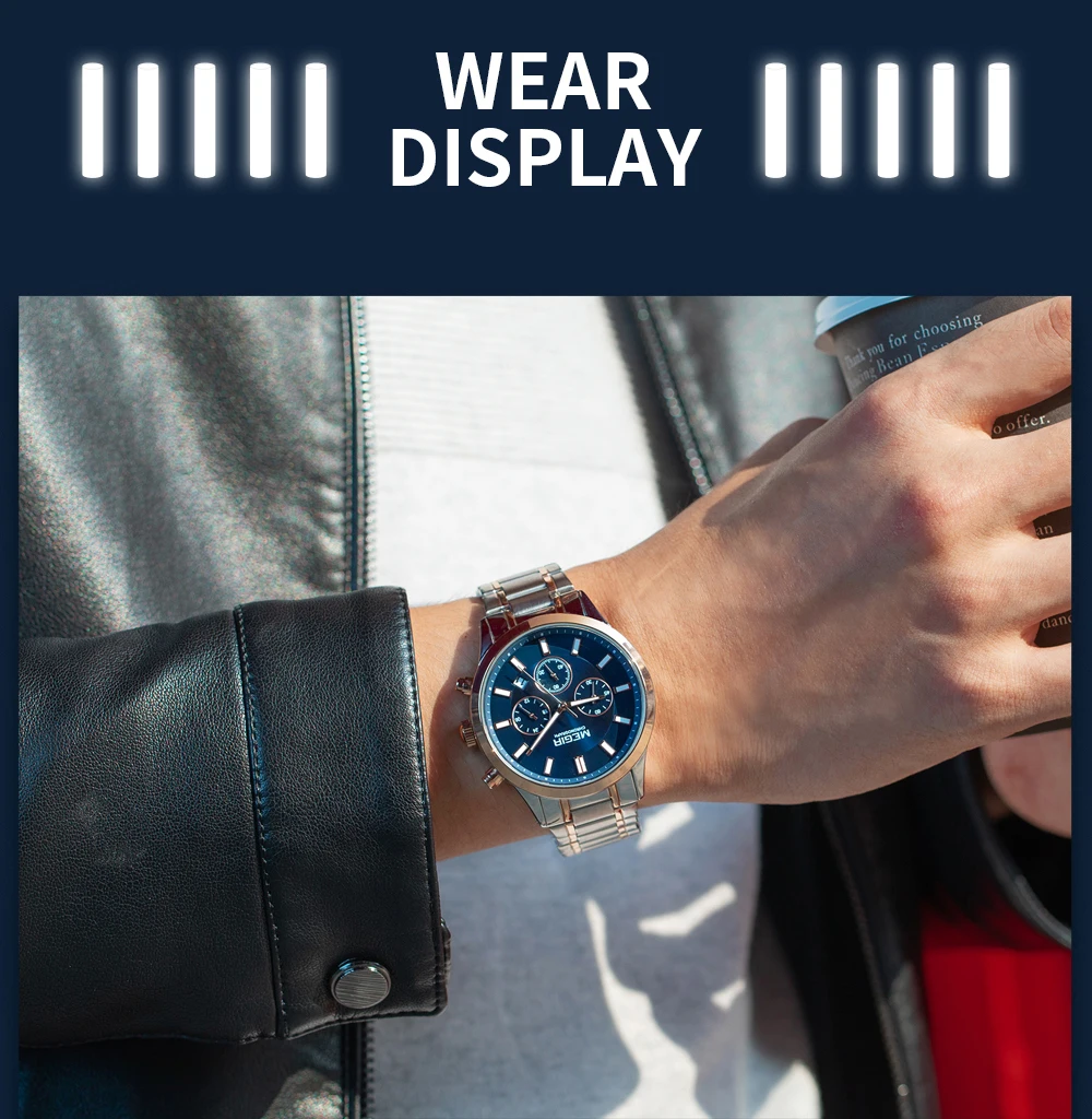 MEGIR Watches for Men 2021 New Chronograph Quartz Watch Luxury Stainless Steel Wristwatch Man Relogios Masculino часы мужские - Image 33
