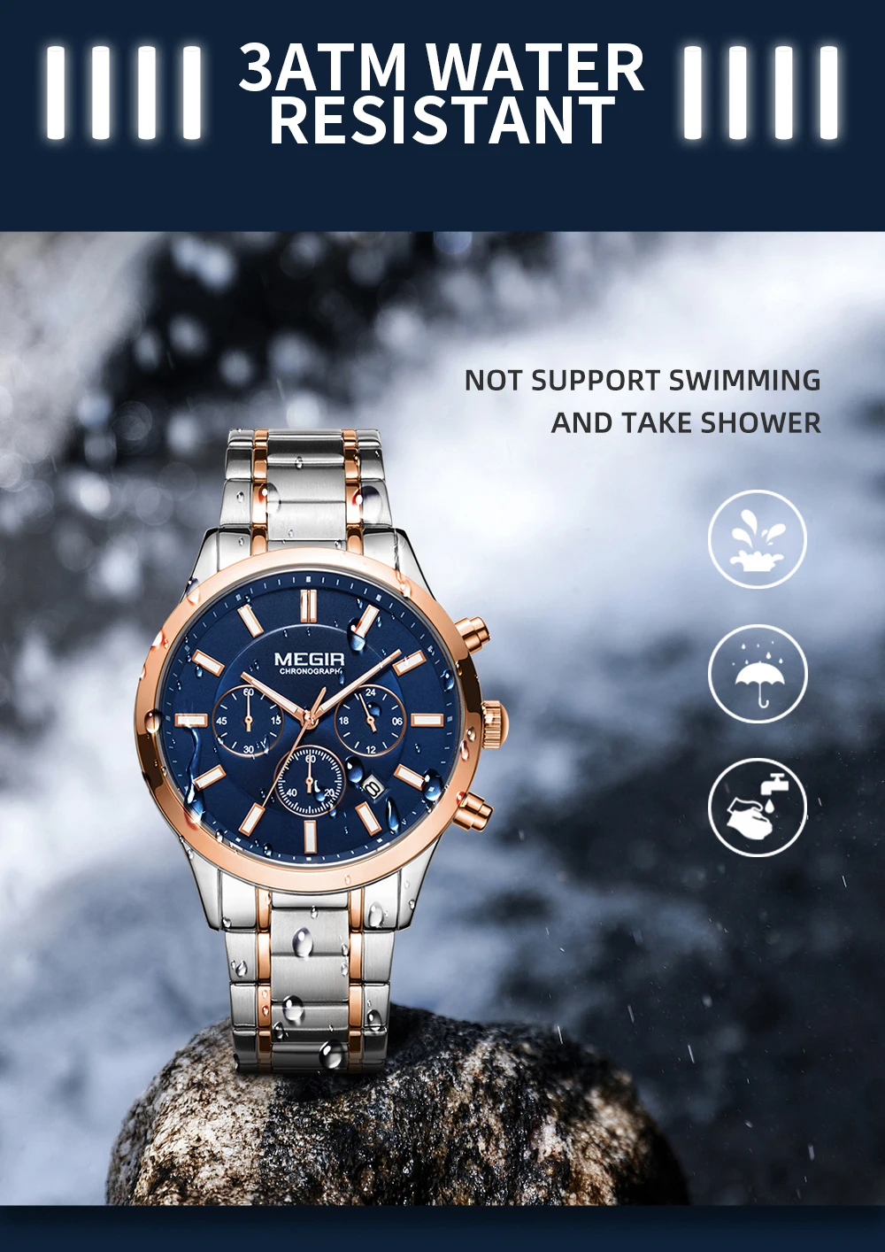 MEGIR Watches for Men 2021 New Chronograph Quartz Watch Luxury Stainless Steel Wristwatch Man Relogios Masculino часы мужские - Image 25