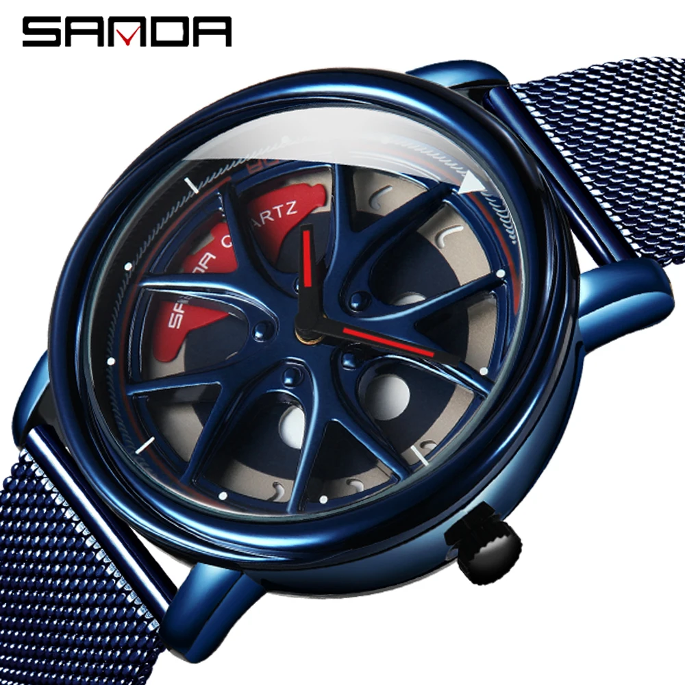 Men Watch Car Wheel Rim Hub Dial Male Wristwatch Skeleton Man Black Waterproof Watches Stainless Steel Quartz Relogio Masculino - Image 18