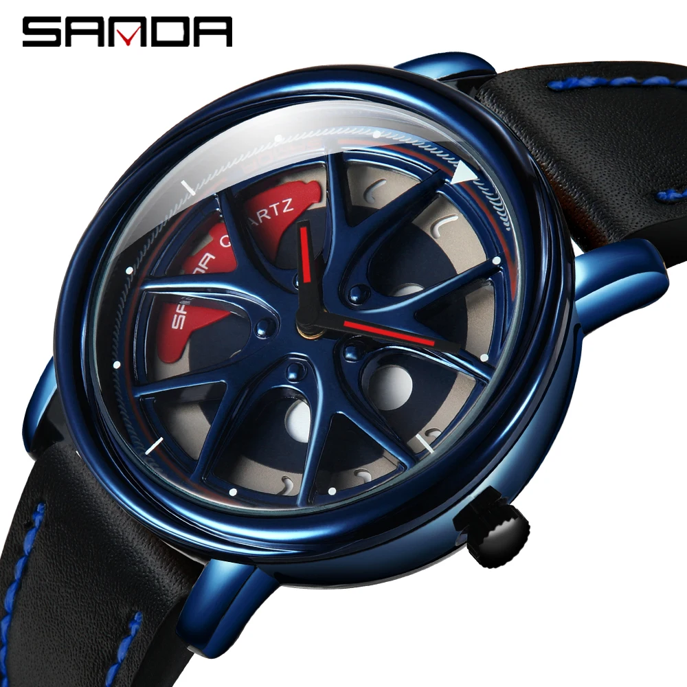 Men Watch Car Wheel Rim Hub Dial Male Wristwatch Skeleton Man Black Waterproof Watches Stainless Steel Quartz Relogio Masculino - Image 14