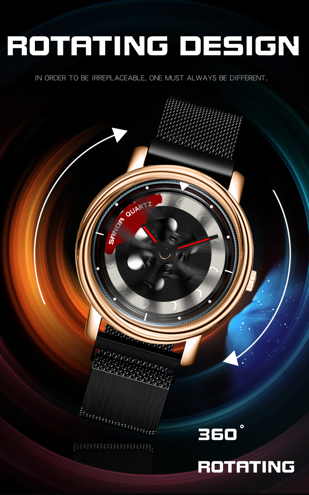 Men Watch Car Wheel Rim Hub Dial Male Wristwatch Skeleton Man Black Waterproof Watches Stainless Steel Quartz Relogio Masculino - Image 23