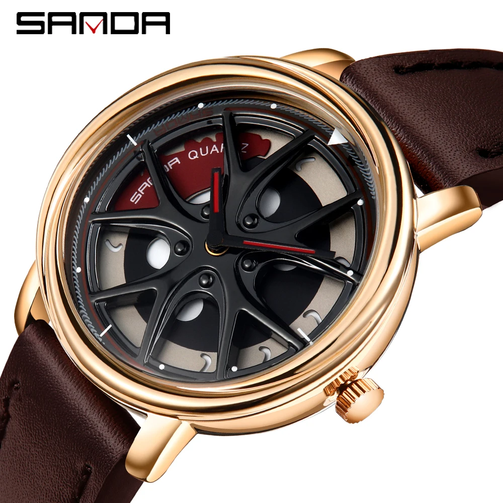 Men Watch Car Wheel Rim Hub Dial Male Wristwatch Skeleton Man Black Waterproof Watches Stainless Steel Quartz Relogio Masculino - Image 13
