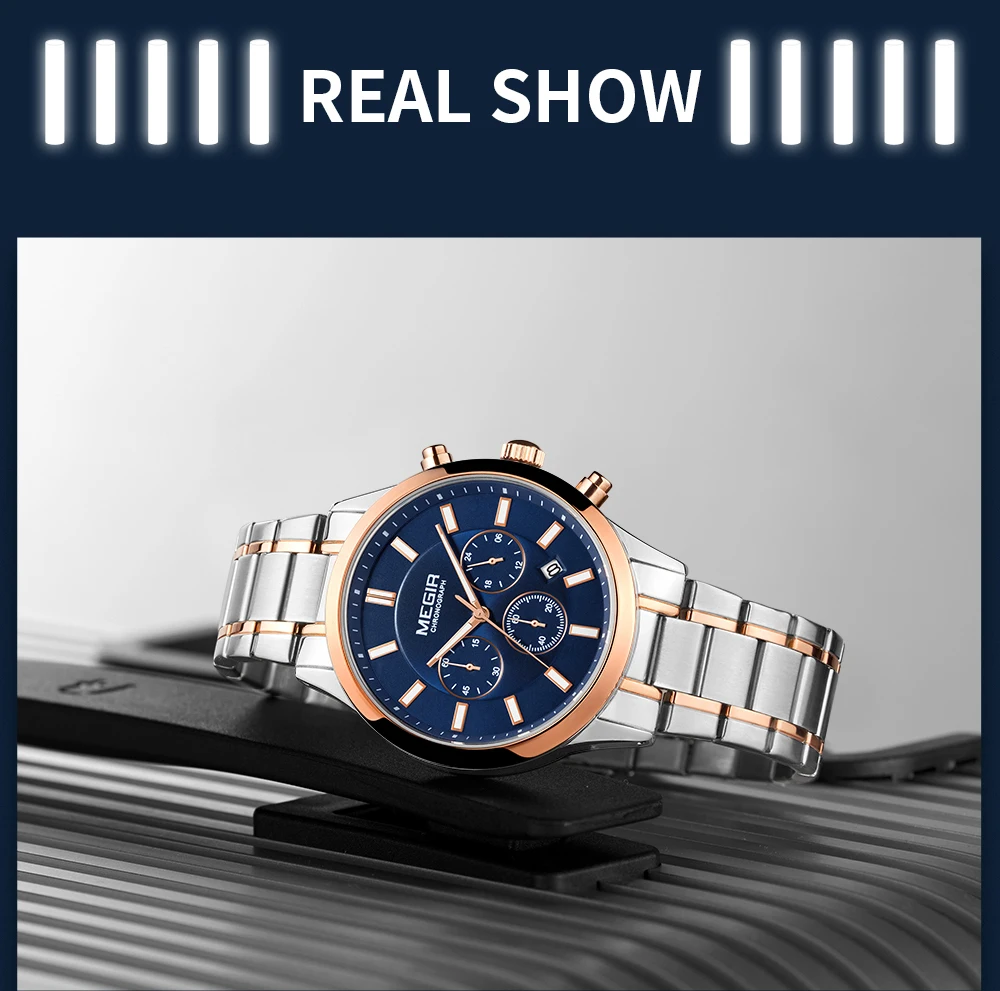 MEGIR Watches for Men 2021 New Chronograph Quartz Watch Luxury Stainless Steel Wristwatch Man Relogios Masculino часы мужские - Image 27