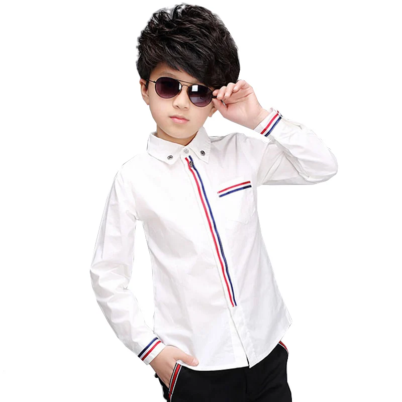 Teenage Boys Shirts Spring Cotton Long Sleeve Solid Shirt Kids White&Black Tops Teen School Bow Clothes 6 10 13 16 boy clothes - Image 8