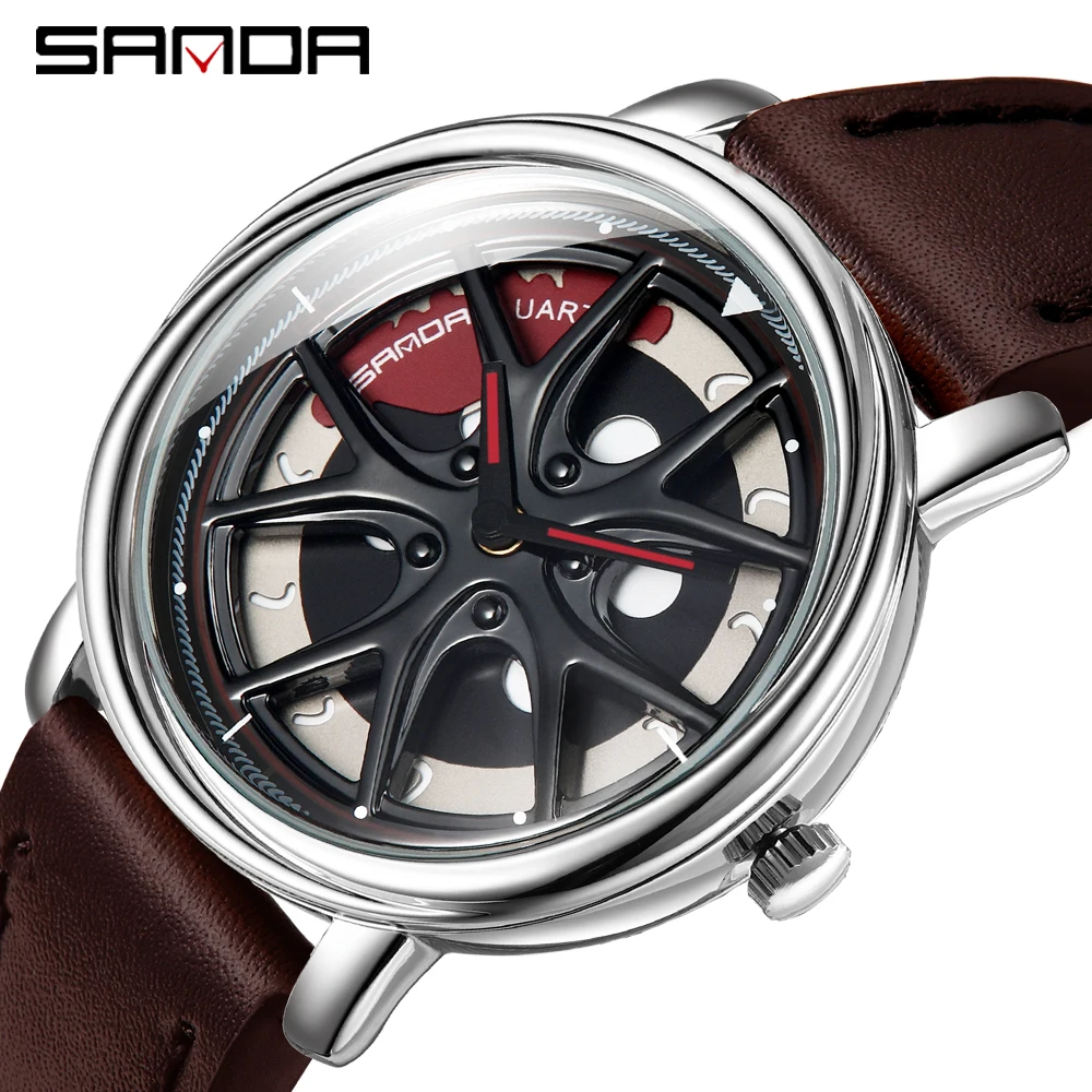 Men Watch Car Wheel Rim Hub Dial Male Wristwatch Skeleton Man Black Waterproof Watches Stainless Steel Quartz Relogio Masculino - Image 17
