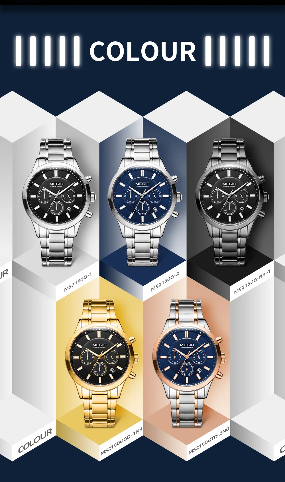 MEGIR Watches for Men 2021 New Chronograph Quartz Watch Luxury Stainless Steel Wristwatch Man Relogios Masculino часы мужские - Image 22