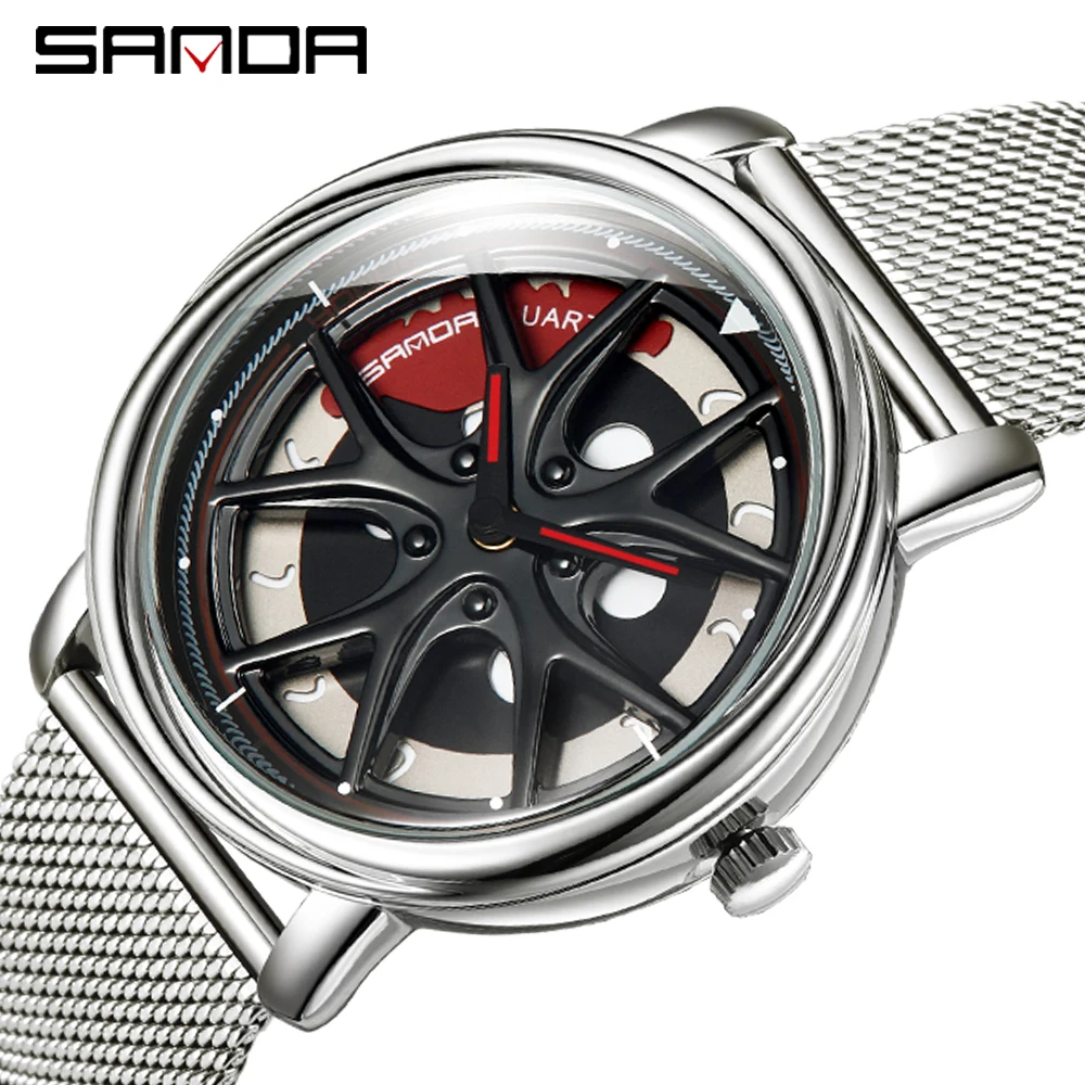 Men Watch Car Wheel Rim Hub Dial Male Wristwatch Skeleton Man Black Waterproof Watches Stainless Steel Quartz Relogio Masculino - Image 10