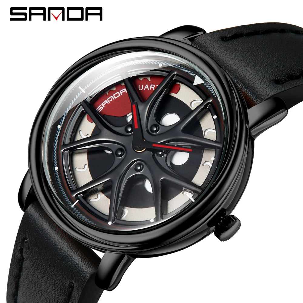 Men Watch Car Wheel Rim Hub Dial Male Wristwatch Skeleton Man Black Waterproof Watches Stainless Steel Quartz Relogio Masculino - Image 15