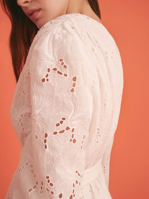Embroidered Wrap Mini Dress - Image 5