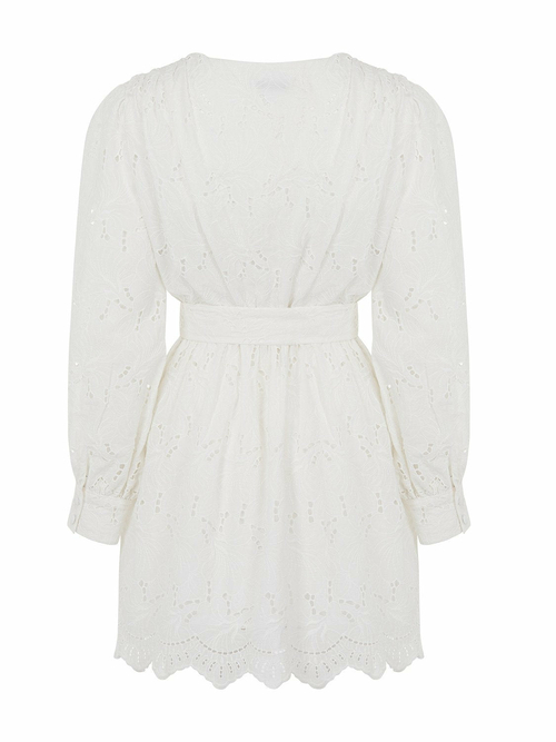 Embroidered Wrap Mini Dress - Image 8