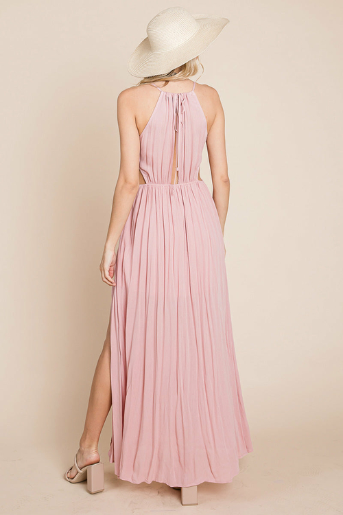 Split Front Cut Out Halter Maxi Dress - Image 29
