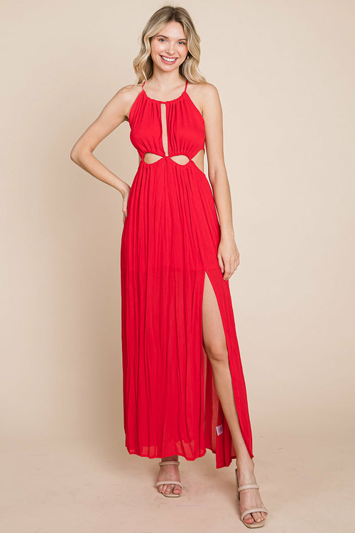 Split Front Cut Out Halter Maxi Dress - Image 3