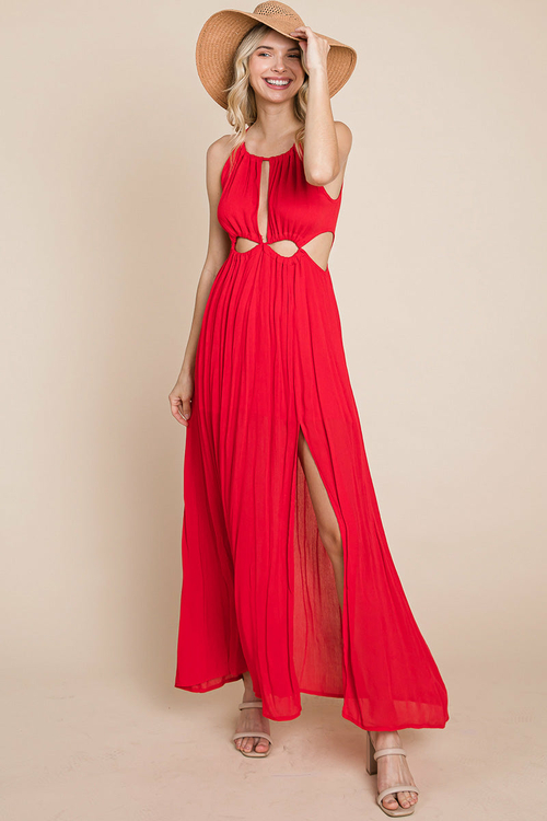 Split Front Cut Out Halter Maxi Dress - Image 11