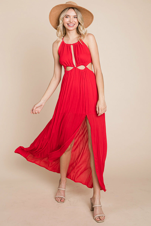 Split Front Cut Out Halter Maxi Dress - Image 12