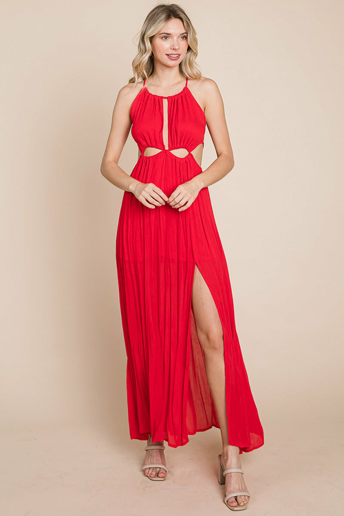 Split Front Cut Out Halter Maxi Dress - Image 4