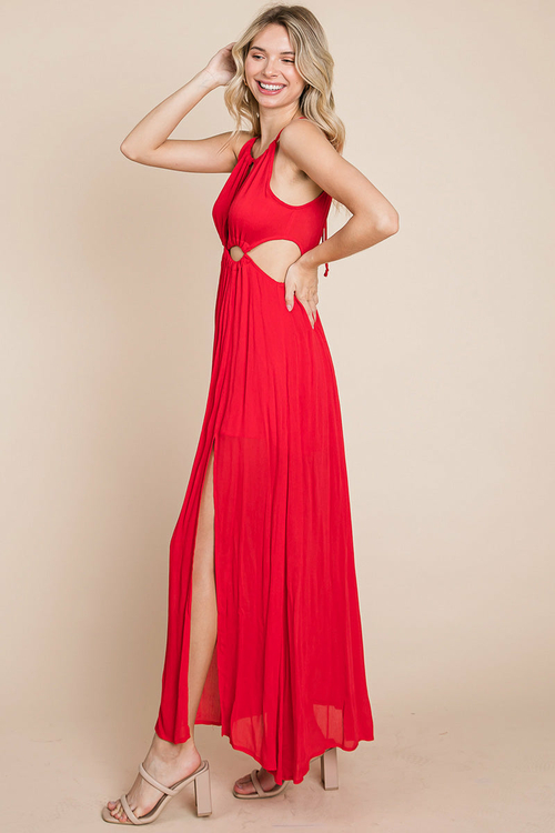 Split Front Cut Out Halter Maxi Dress - Image 6
