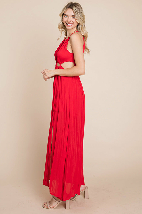 Split Front Cut Out Halter Maxi Dress - Image 7