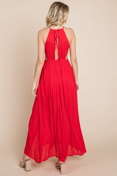 Split Front Cut Out Halter Maxi Dress - Image 8