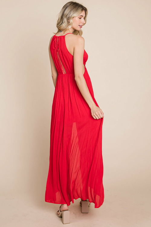 Split Front Cut Out Halter Maxi Dress - Image 9