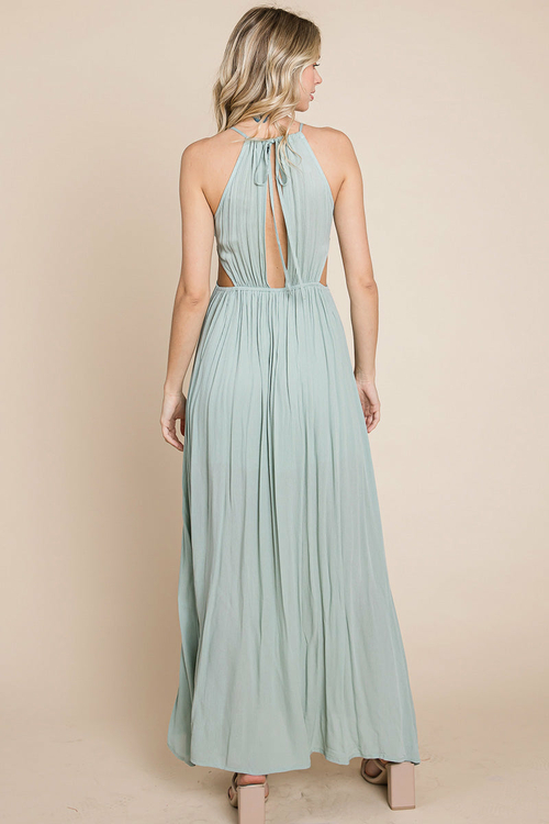 Split Front Cut Out Halter Maxi Dress - Image 41