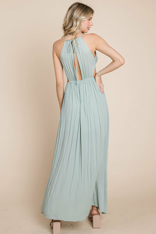 Split Front Cut Out Halter Maxi Dress - Image 42