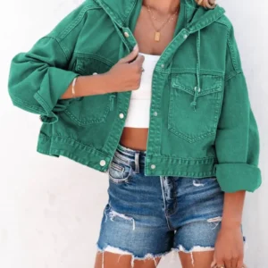 New Jackets for Women Hooded Denim Jacket Women Vintage Jean Coats Casual Long Sleeve Top Clothes Women Streetwear