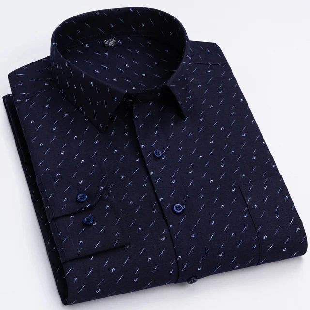 Men's Long Sleeve Shirt High-quality Fashion Casual Print Plaid Stripe Single Pocket Fit Business Formal Office Four Season Top - Image 31