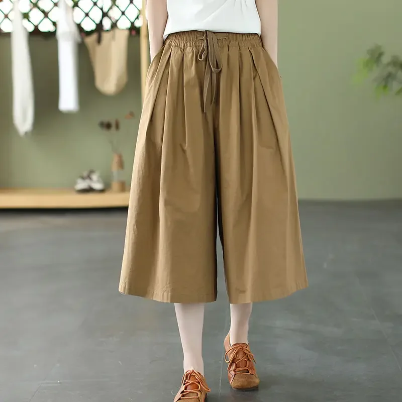 Short Pants Woman Cotton Culotte Shorts for Women Wide Skirt Comfy Outfits Flowy Harajuku Fashion To Wear Summer Wholesale Jorts - Image 2