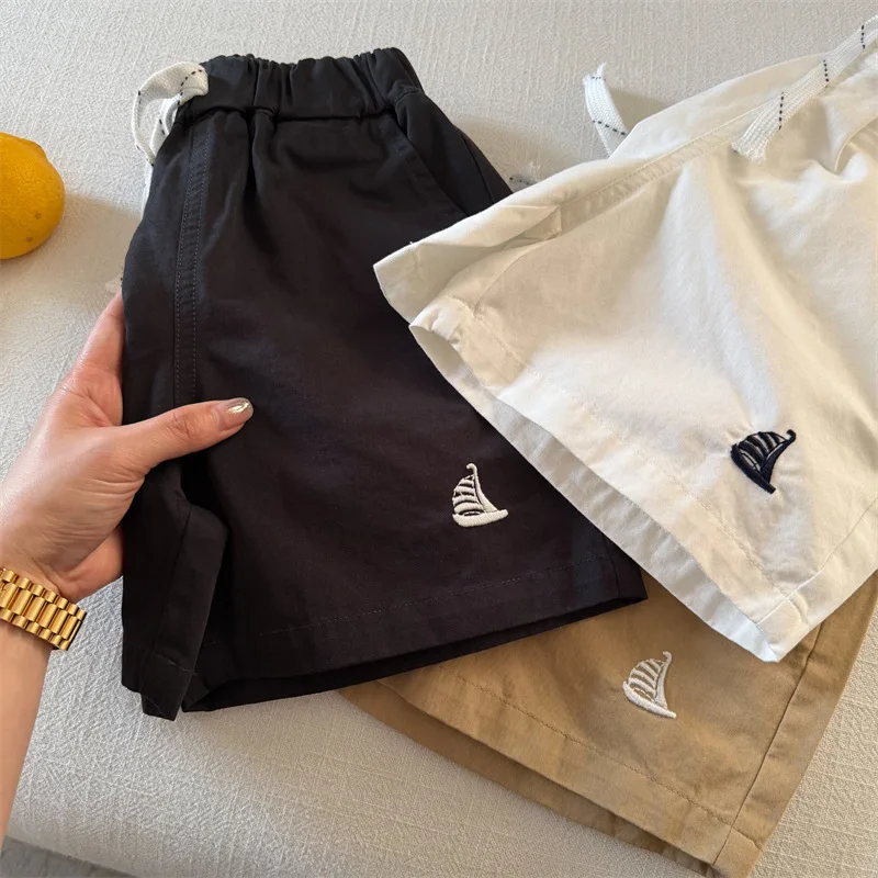Children's Shorts Kids' Shorts Summer Solid Color Embroidered Shorts for Boys Girls Simple Cotton Pants for Babies Trendy Style