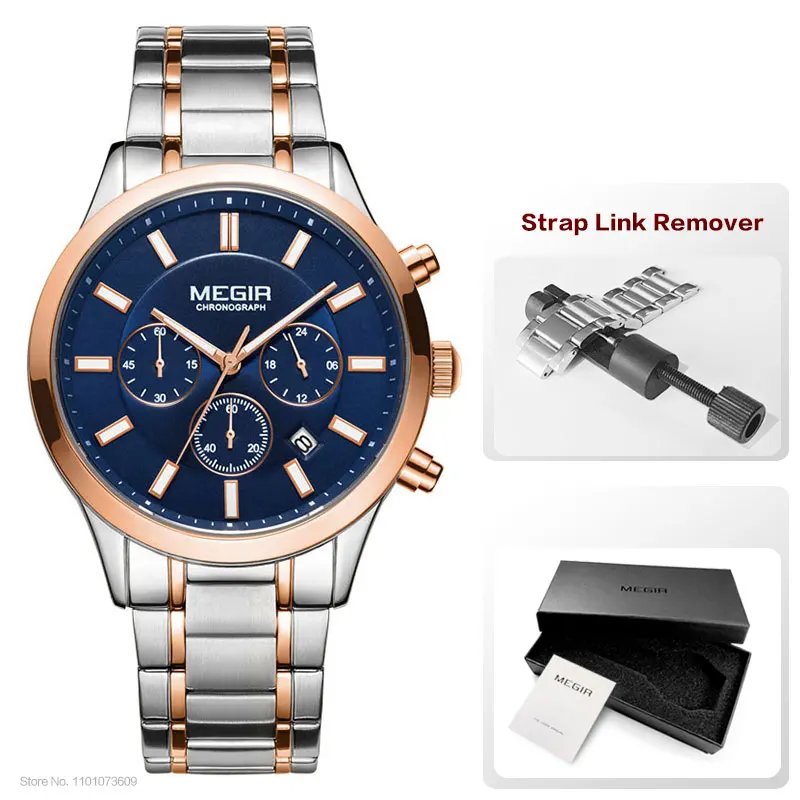 MEGIR Watches for Men 2021 New Chronograph Quartz Watch Luxury Stainless Steel Wristwatch Man Relogios Masculino часы мужские - Image 7