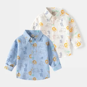 Cute Animal Boys Shirts Toddler Kids Cotton Tops Long Sleeve Children's Clothes