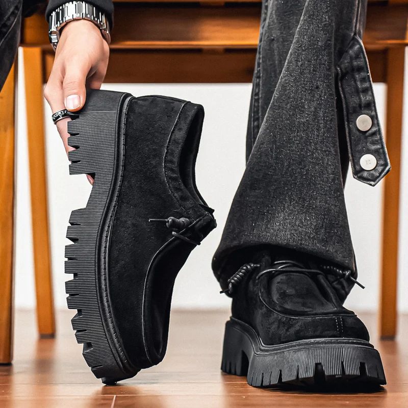 Men's Shoes 2025 Autumn New Style High-heel Thick-soled Loafers, Durable and Retro Casual Shoes, Everyday Street Trend Sneakers - Image 3