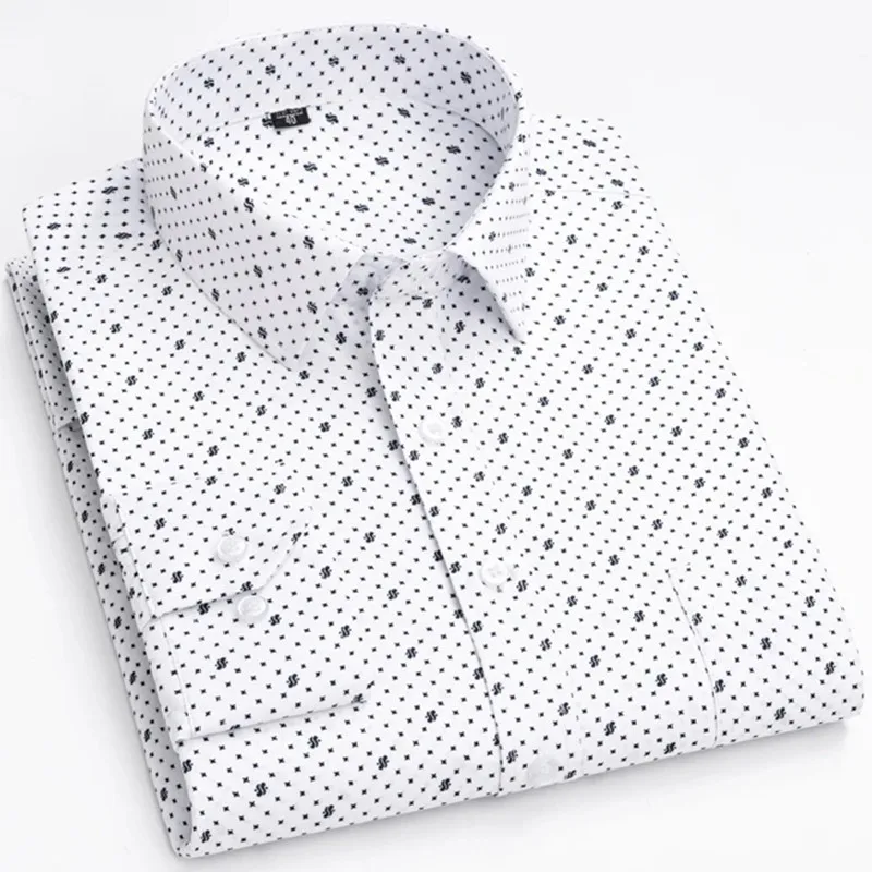 Men's Long Sleeve Shirt High-quality Fashion Casual Print Plaid Stripe Single Pocket Fit Business Formal Office Four Season Top - Image 2